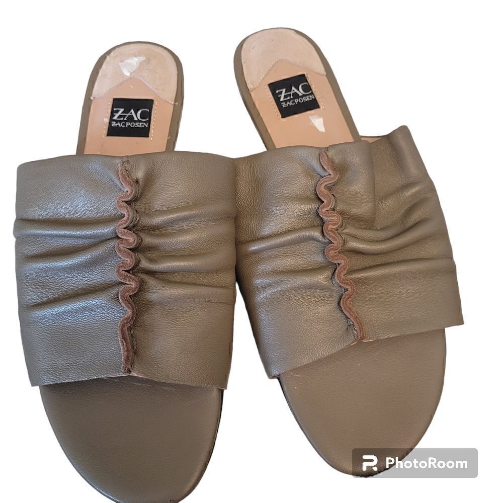 Zac Posen ruched Yana sandals in khaki olive green